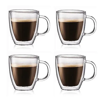 4 Double Wall Clear Insulated Glasses Green Black Tea Coffee Mugs Cups Hot&Cold • $34.99