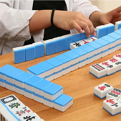 42mm Chinese Mahjong Game Set Professional 144  Tiles English Characters Game • £38.95