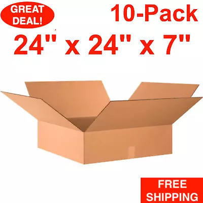 10-Pack 24  X 24  X 7  Flat Cardboard Corrugate Shipping Boxes Moving Box Bundle • $62.99