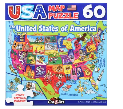 NEW Cra-Z-Art 60 Piece USA Puzzle ~ The United States Of America  ~ Blue  • $6.99