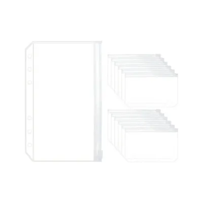12pcs Binder Pockets Zipper Cash Budget Envelopes Clear PVC Loose Leaf Pouches • $9.99