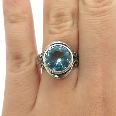 DIDAE 925 Sterling Silver Vintage Israel Blue C Z Modernist Ring Size 8 • $49.95