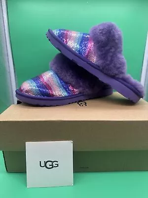 New  Girls Sz5 Eu 37 Metallic Rainbow Ugg Cozy Ii Glitter Slippers 1103585k • $69.59