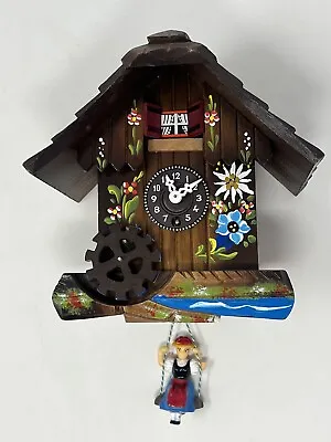 Vintage Edelweiss Wood Swiss German Cuckoo Clock West Germany Girl Music Box • $59.99