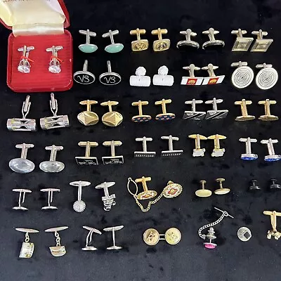 JOB LOT Vintage And Modern Cufflinks & Tie Clips Mens Retro Classic Some Singles • $37.88