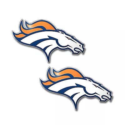 NFL 2pc Denver Broncos Auto Car Truck 3D Aluminum Color Emblem Decal Sticker • $18.17