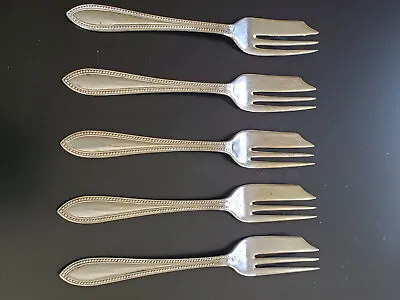  SHEFFIELD ENGLAND Set Of 5 Pastry FORKS Silver Plate 5  Cake Pie- EPNS Flatware • $20
