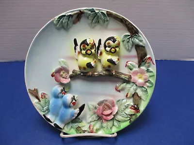 Vintage Anthropomorphic Bluebird Birds 3-D Plate Tilso Japan Flowers  RARE • $21