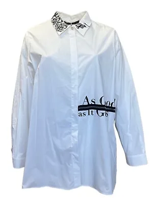 MARINA RINALDI White Barocco Button Up Shirt Size 22W/31 Retail $365 NWD • $34.29