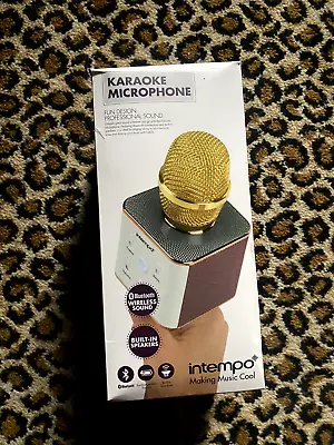 Intempo Wireless Karaoke Microphone Speaker Easy Panel Sound Effects White/Gold • £9
