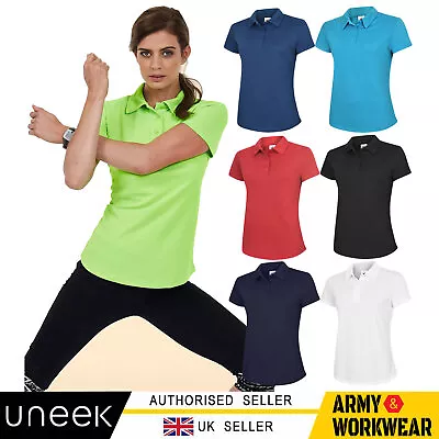 Uneek Ladies Ultra Cool Polo Shirt Women Breathable Polyester Sports Wicking Top • £8.95