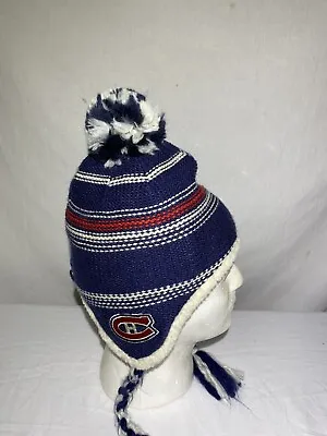 NHL Reebok Face Off Montreal Canadiens Team Knit Pom Beanie Hat W String Scarf • $19.99