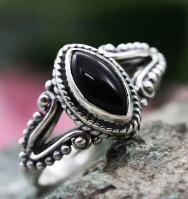 Black Onyx Gemstone 925 Sterling Silver Ring Mother's Day Jewelry DS-477 • $13.59