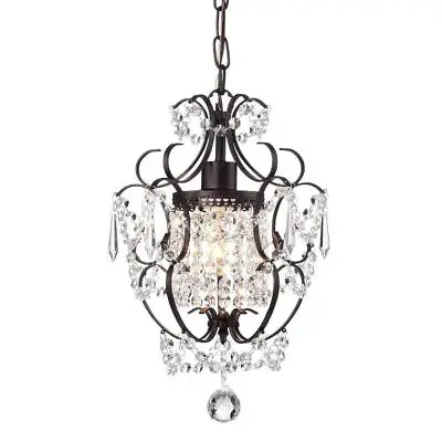 Chandelier Lighting Small Crystal Shabby Ceiling Light Fixture Antique Bronze • $64.38