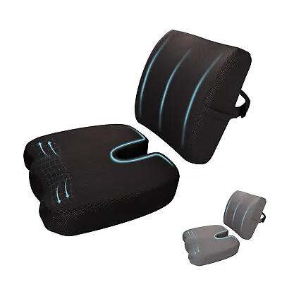 $29.99 • Buy Memory Foam Seat Cushion Back Lumbar Support Pillow For Office Chair Car Seats