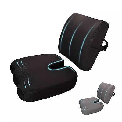 Memory Foam Seat Cushion Back Lumbar Support Pillow For Office Chair Car Seats • $31.99