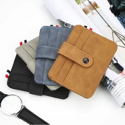 Men Leather Designer Credit Card Holder Slim ID Case Money Wallet Bifold Travel • £4