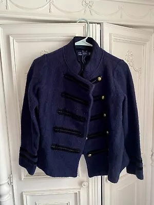 Zara Classic Navy Blue Military-style Wool Blazer Women's Size Large • $25