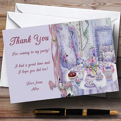 Lovely Lilac Vintage Tea Garden Personalised Party Thank You Cards • £9.99