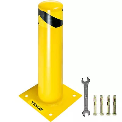 Safety Bollard Steel Bollard Post 24 H 4.5 D Yellow Signs Pipe Steel Barrier • £28.79
