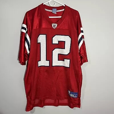 Reebok NFL New England Patriots Tom Brady Red Throwback Jersey Mens L • $60