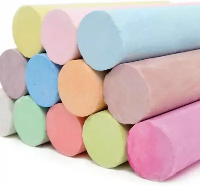 Giant Pavement Chalks 12pk Chunky Bright Colourful Assorted Fun For Kids Adults • £4.17