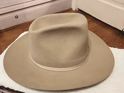 Beautiful Western Dynafelt Water Repellent Fur Blend Cowboy Hat Tan Beige 7-1/8 • $29.99