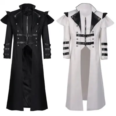 Mens Gothic Coat Cosplay Medieval Renaissance Punk Retro Stage Steampunk Jackets • $45.78