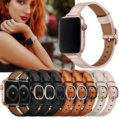 $23.64 • Buy 41/45mm Genuine Leather Apple Watch Band Strap For IWatch Series 7 6 5 4 38/42mm