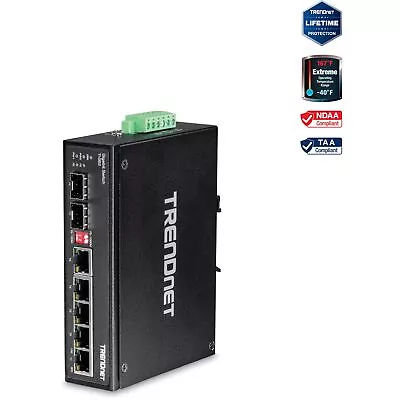 TRENDnet TI-G62 6-port Hardened Industrial Gigabit DIN-Rail Network Switch • $174.99