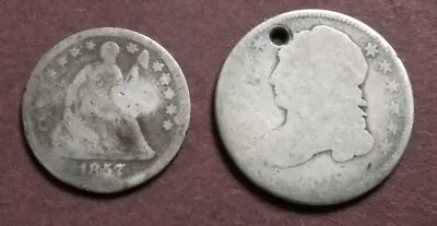 1857 Half Dime And A No Date Capped Bust Dime • $1.99