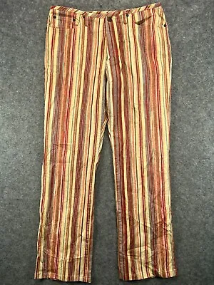 Sigrid Olsen SO Blue Pants Womens 10 Beige Stripe Chino Western 32x29 Ladies • $15.99