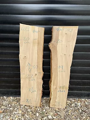 Oak Pair Kiln Dried Live Edge Planed Hardwood 80cm Long  X 22mm Thick • £28