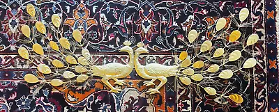 Vintage Set Of 2 MCM Brass Color Peacock Metal Wall Hangings Birds Hong Kong • $45