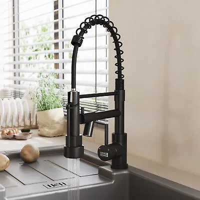 Kitchen Pull Out Spray Sink Mixer Basin Tap 360° Swivel Spout Faucet 3 Way Black • £55.95