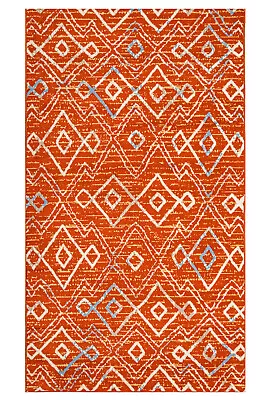 Moroccan Geometric Print - 3'6 X5'6  Rust Patterned Design Area Rug - 504 • $39.99