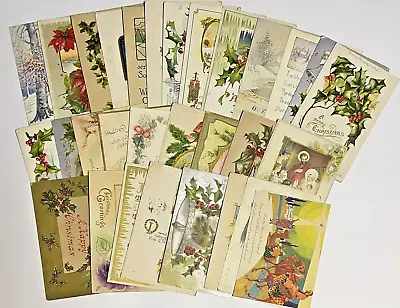 Vintage Christmas Postcards For Crafters Junk Journals Lot Of 30 XMAS READ ~JJ04 • $24.95