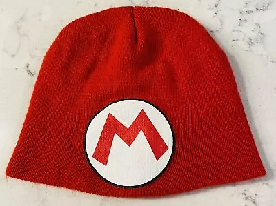 Vintage Super Mario Red Big M Logo  Beanie  Hat Cap Sock By Nintendo 2014 • $13.99