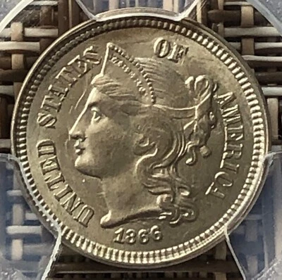 $137.50 • Buy 1866 3 Cent Nickel, PCGS MS-63