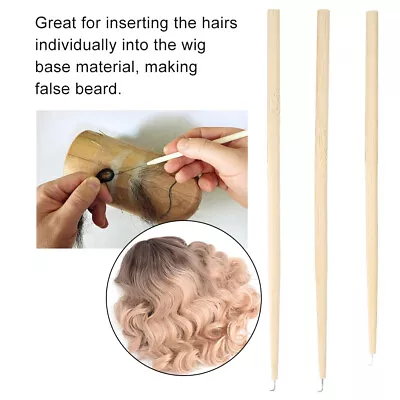 Hooking Hair Ventilating Needle With Wood Handle Lace Wig False Beard Making L2S • $7.17