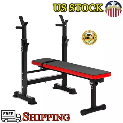 Olympic Workout Weight Bench Adjustable W/ Squat Rack Strength Training Home Gym • $119.99