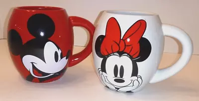 Matching Disney Mickey & Minnie Mouse 18oz Oval Ceramic Mug Coffee Tea Cup Red • $19.99