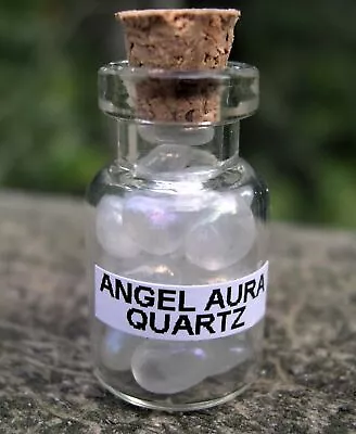 1 Angel Aura Quartz Mini Gemstone Bottle Chips Reiki Peace Meditation • $2.25