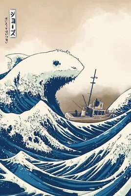 Jaws The Orca Amity Island Waves Blue Poster Screen Print 24x36 SIGNED Mondo • $199.98