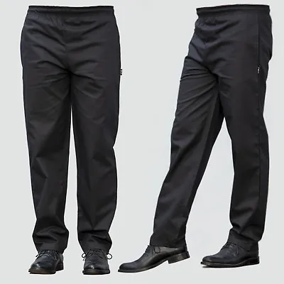 Black Chef Trousers Excellent Quality Elasticated Pants 3 Pockets Black Trousers • £11