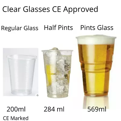 £29.99 • Buy Disposable Pint Glasses And Half Pint Glasses Plastic Pint Half Pint Beer Cups
