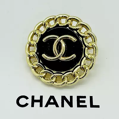 CHANEL Vintage Necklace Charm Botann Parts Black Gold 22 Mm With Engraving • $39.99