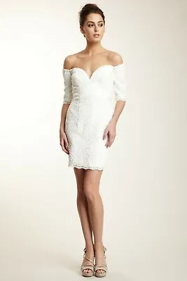 Vicky Tiel NWT Elegant IVORY Sweetheart Neckline Short Lace Dress Size 2 6 • $39.99