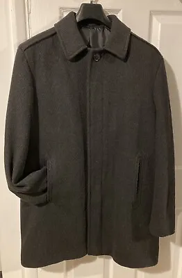 Karl Jackson Men’s Wool & Cashmere Blend Dark Charcoal Grey Overcoat 42in Chest • £10