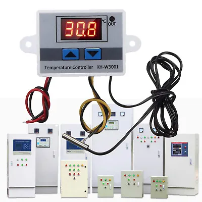 12V 24V 220V Digital Temperature Controller Thermostat Control Switch & 1M Probe • £6.99